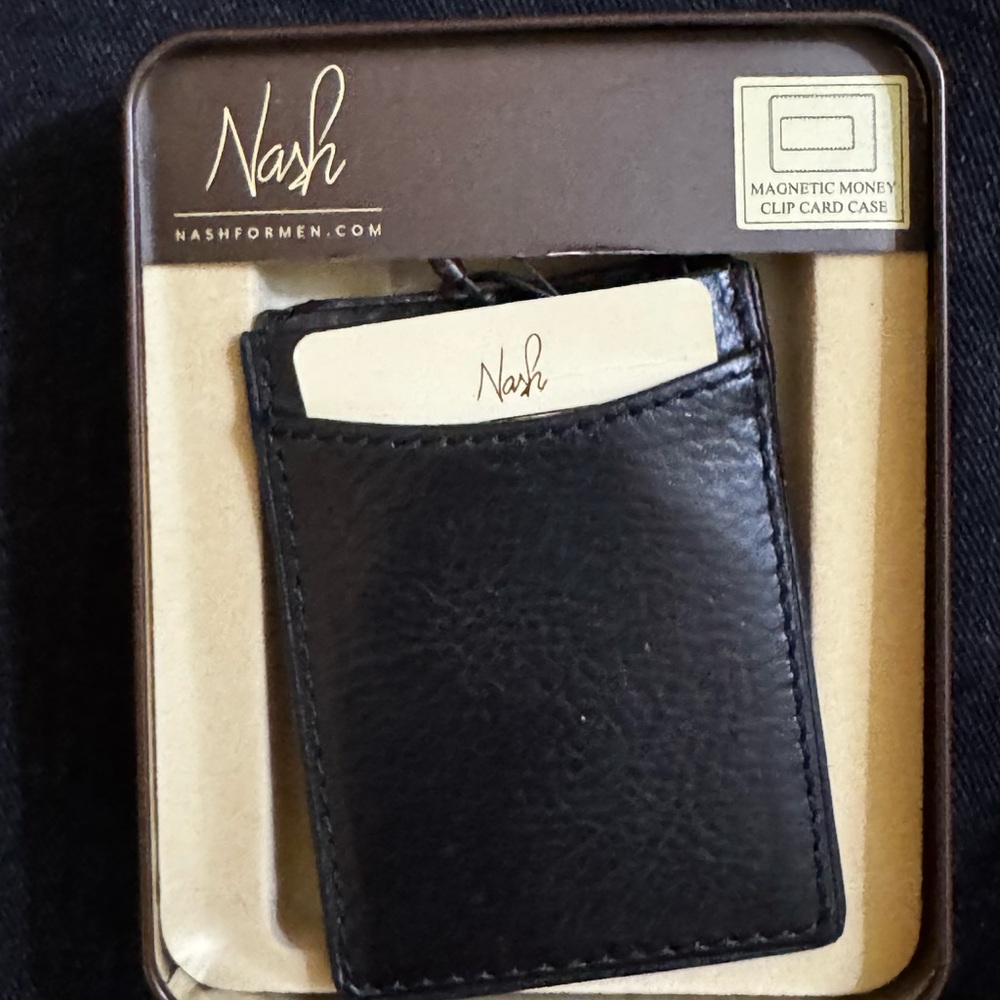 Patricia Nash Black Leather Magnetic Money Clip Card Case